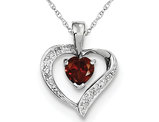 Red Garnet 1/2 Carat (ctw) Heart Pendant Necklace in Sterling Silver and Chain